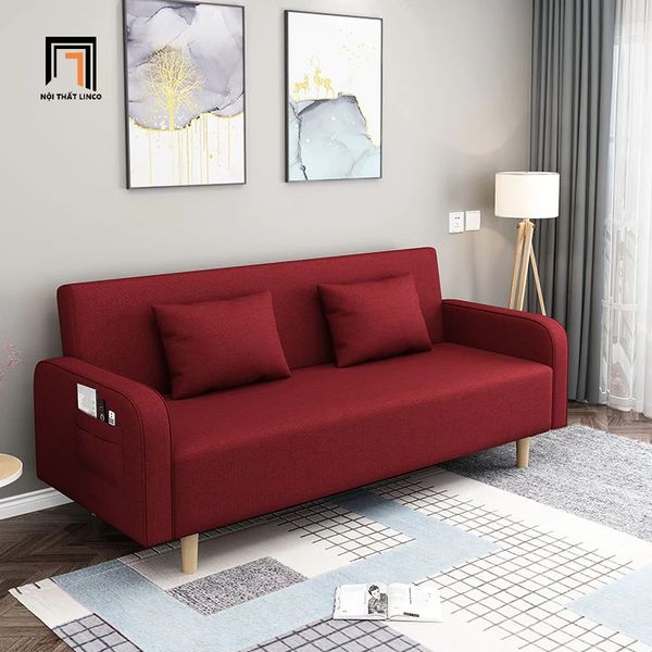 ghế sofa giường nằm giá rẻ, sofa giường dài 1m9 đỏ đô, ghế sofa bed thông minh, sofa gấp gọn