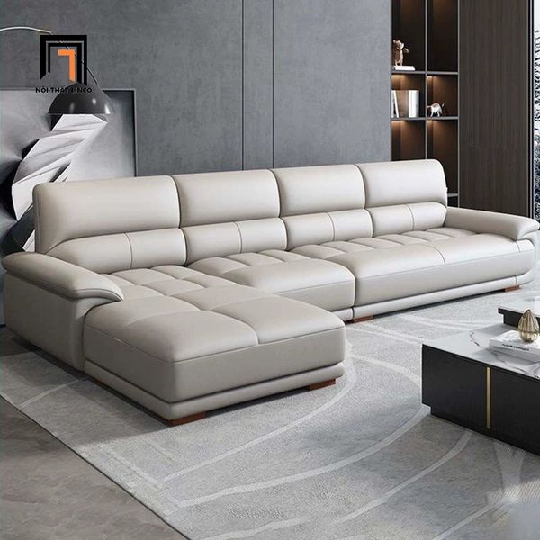 bộ ghế sofa góc chữ L da giả xám trắng, sofa góc L 3m x 1m6 phòng khách cao cấp