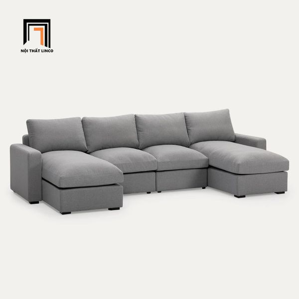 ghế sofa góc chữ U đẹp, sofa góc dài 2m8 cho phòng khách diện tích lớn, sofa góc màu xám