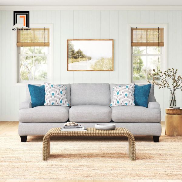 sofa băng, sofa văng, ghế sofa băng 2m2, sofa băng phong cách châu Âu, sofa băng xám trắng sang trọng