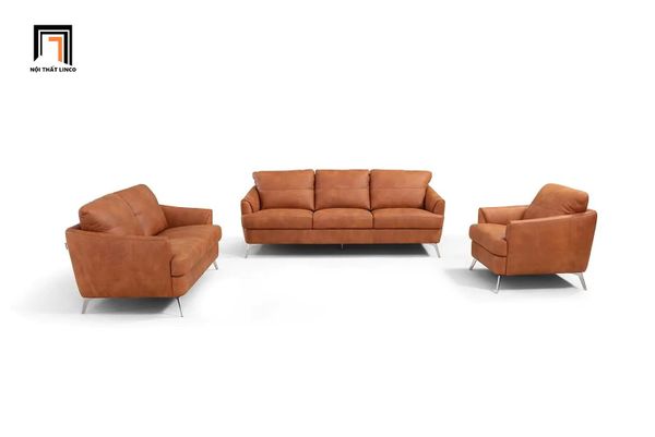 combo 2 ghế sofa da giả nâu, bộ ghế sofa phòng khách gia đình