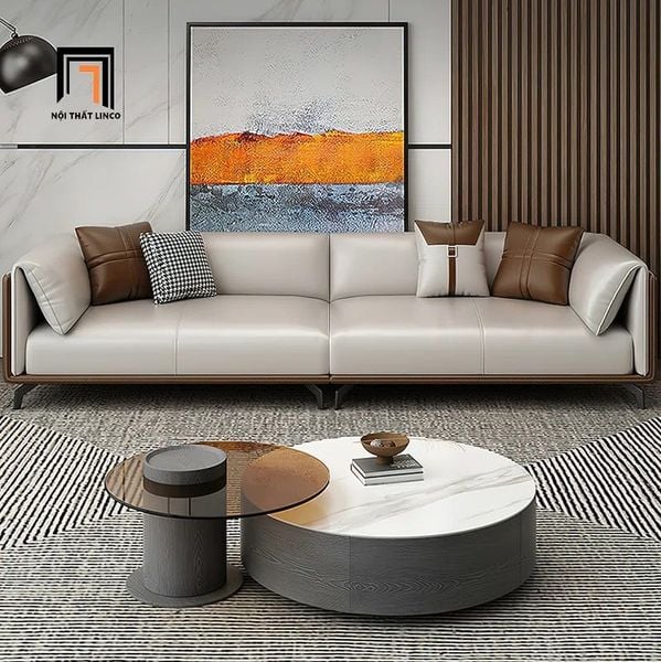 bộ ghế sofa phòng khách cao cấp, set ghế sofa da công nghiệp sang trọng cho gia đình