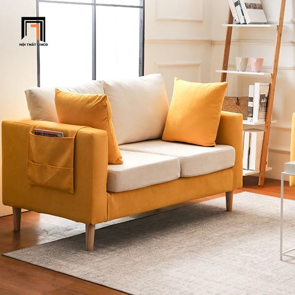 sofa văng, sofa băng, ghế sofa băng nhỏ gọn 1m4, sofa băng vải nỉ phối màu xinh xắn, sofa băng cho phòng nhỏ