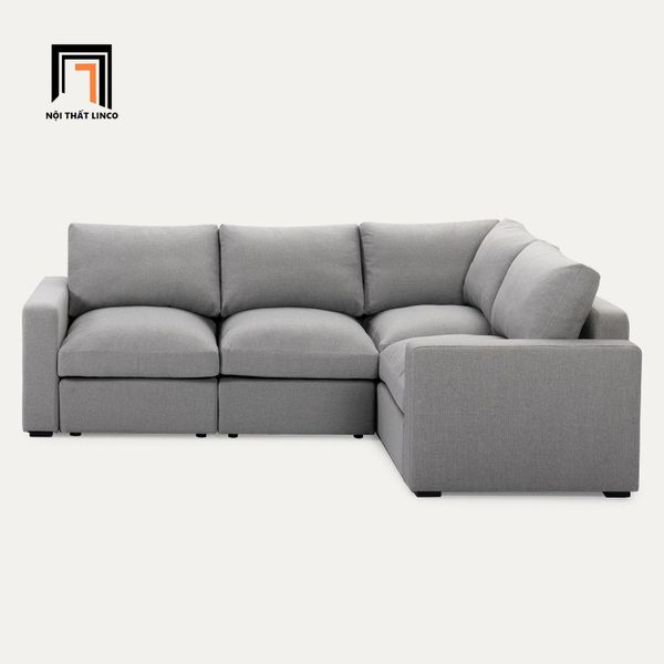 bộ ghế sofa góc chữ L 2m2 x 1m6, sofa góc giá rẻ màu xám ghi, sofa góc gia đình phong cách châu Âu