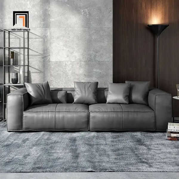 sofa góc L da công nghiệp 2m4 x 1m6, bộ sofa góc L cho căn hộ chung cư hiện đại