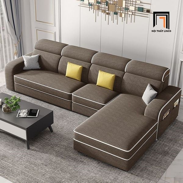 sofa l, sofa góc chữ l, bộ ghế sofa góc 2m8 x 1m6 phòng khách đẹp, ghế sofa góc l vải nỉ giá rẻ