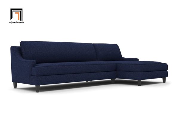 bộ ghế sofa góc chữ l, ghế sofa góc 2m4 x 1m6, sofa góc tân cổ điển màu xanh đậm