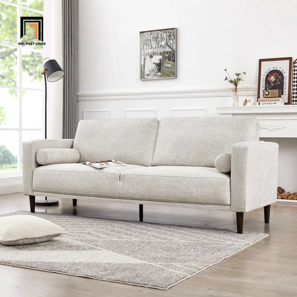 sofa băng, sofa văng, ghế sofa băng da giả màu xám trắng, sofa băng dài 1m9 cho căn hộ chung cư nhỏ