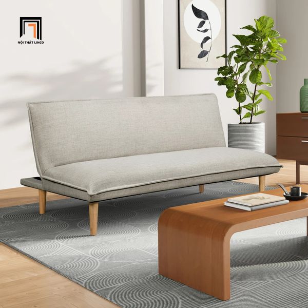 ghế sofa giường dài 1m7 nhỏ gọn, sofa giường bọc vải màu nâu đậm giá rẻ