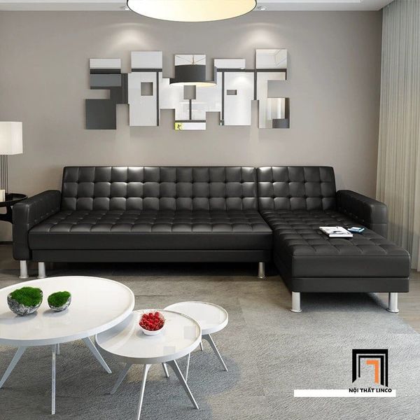 bộ ghế sofa góc L da bóng, sofa góc giật lún 2m55 x 1m5 giá rẻ