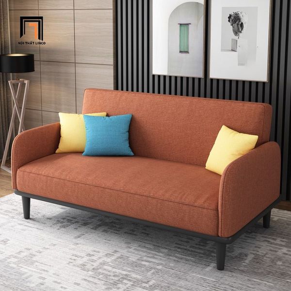 sofa giường, sofa bed, ghế sofa giường đa năng, ghế sofa giường nhỏ gọn dài 1m6 màu carot, sofa giường phòng trọ