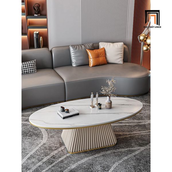 bàn sofa mặt đá sang trọng hình oval, bàn trà phòng khách 1m x 50 cao cấp