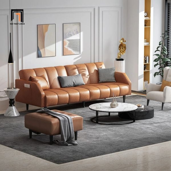 ghế sofa giường nằm bọc da sang trọng, sofa giường dài 2m cho văn phòng làm việc