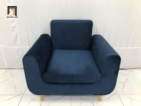 ghế sofa đơn, sofa đơn màu xanh đậm vải nhung, sofa đơn giá rẻ, sofa đơn ngồi đọc sách