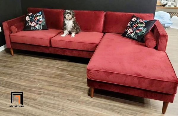 bộ ghế sofa góc chữ l 2m3 x 1m6, sofa góc phòng khách gia đình, sofa góc l vải nỉ bố