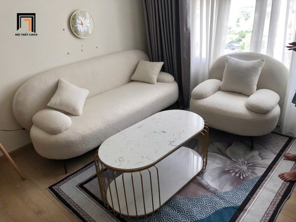 bàn sofa mặt đá oval màu trắng, bàn trà phòng khách 1m x 50 cho căn hộ nhỏ