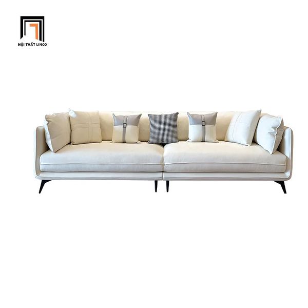 sofa băng, sofa văng, sofa băng chờ, ghế sofa băng dài 2m4, sofa băng bọc da giả màu trắng kem, sofa băng giá rẻ