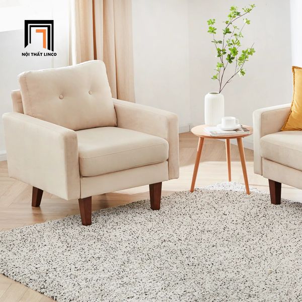 ghế sofa đơn nhỏ gọn vải nhung, sofa đơn cho phòng ngủ giá rẻ