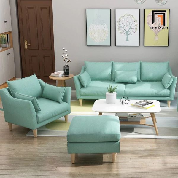 bộ ghế sofa gia đình vải nỉ, ghế sofa phòng khách giá rẻ, bộ ghế sofa màu xanh ngọc