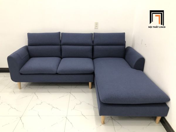 sofa góc chữ l màu xanh đen, bộ ghế sofa góc phòng khách gia đình giá rẻ, sofa góc nhỏ gọn
