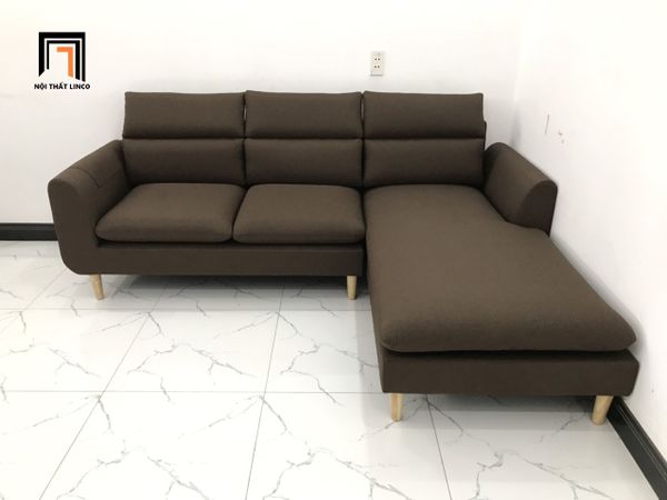 ghế sofa góc chữ l 2m2 x 1m6 màu nâu đậm, sofa góc phòng khách gia đình hiện đại giá rẻ