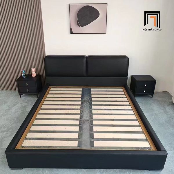 giường, giường ngủ, giường ngủ bọc da, giường ngủ màu đen, giường ngủ da giả, giường ngủ chung cư