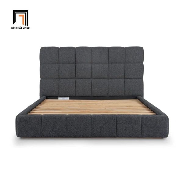 giường ngủ, giường, giường ngủ xám lông chuột, giường ngủ 1m6 x 2m, giường ngủ vải nỉ mềm