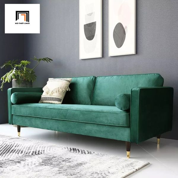 ghế sofa băng dài 1m9, sofa văng vải nhung màu xanh lá, ghế sofa văng phòng khách gia đình giá rẻ