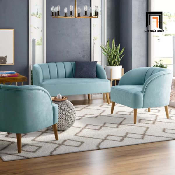 bộ ghế sofa nhỏ xinh, set ghế sofa cho các tiệm shop, bộ ghế sofa vải nhung màu xanh mint, sofa giá rẻ