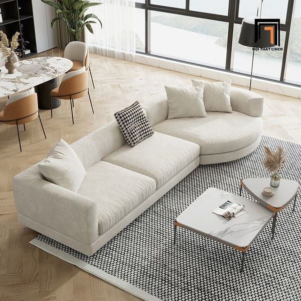 bộ ghế sofa góc chữ L 3m2 x 1m2, sofa góc màu xám trắng sang trọng, ghế sofa góc l phòng khách gia đình