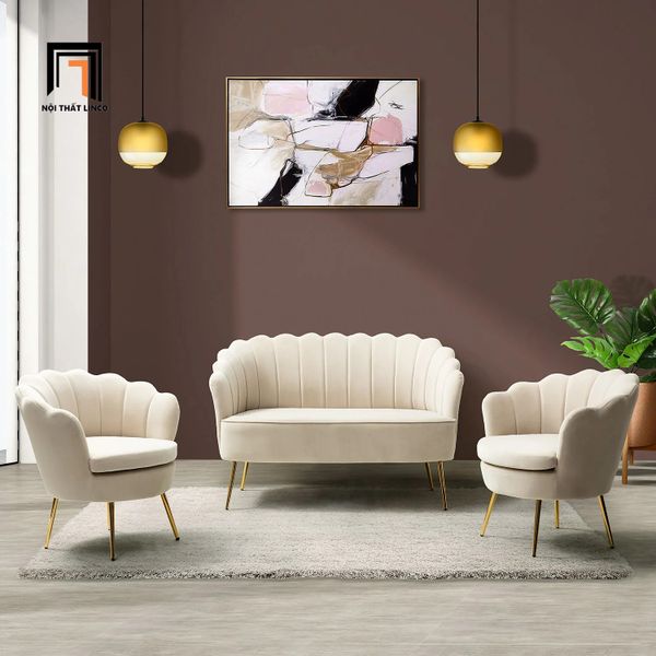 set ghế sofa cong xinh xắn vải nhung, bộ ghế sofa đặt sảnh chờ