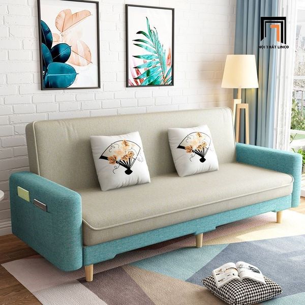 ghế sofa giường nằm, sofa bed bật nằm 2m, sofa giường phối màu vải nỉ bố giá rẻ