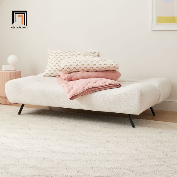 sofa giường, sofa bed, sofa đa năng, sofa giường nhỏ xinh, sofa màu trắng kem, sofa phòng ngủ, sofa dài 1m8