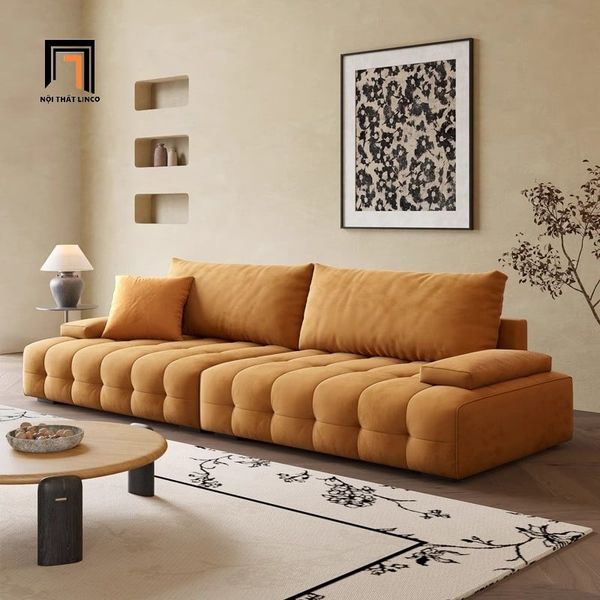 sofa băng, sofa văng, ghế sofa cao cấp, sofa vải nhung giật lún nổi bật, sofa văng 2m4 sang trọng