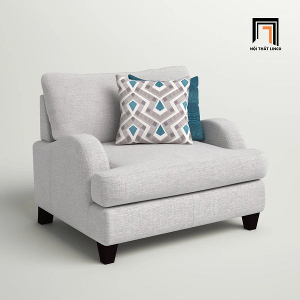 ghế sofa đơn phong cách Âu Mỹ, sofa đơn màu xám trắng, ghế sofa phòng khách sang trọng