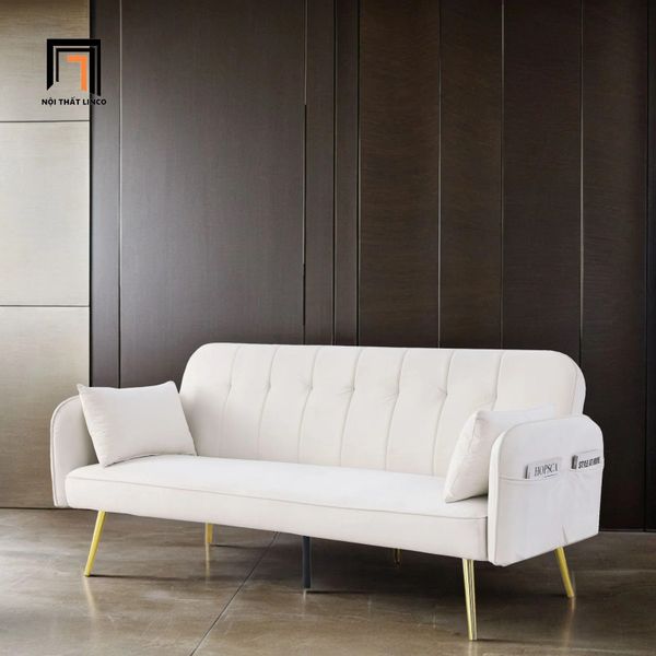 ghế sofa bed thông minh gấp gọn, sofa giường dài 1m9 vải nhung giá rẻ