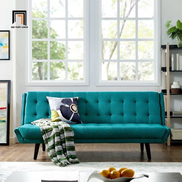 sofa giường bật nằm màu xám lông chuột, ghế sofa giường hiện đại dài 2m