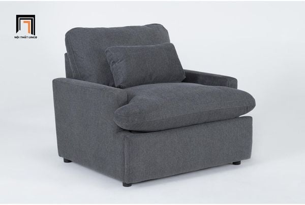 sofa đơn, ghế sofa 1 nệm ngồi, sofa đơn vải nỉ, sofa đơn màu xám lông chuột, ghế sofa đơn thư giãn ngồi đọc sách