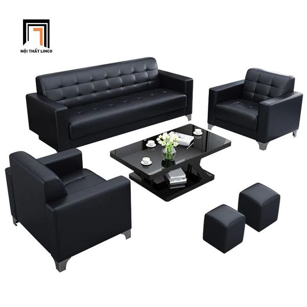 sofa băng, sofa văng, ghế sofa băng da công nghiệp, sofa băng da giả màu đen, sofa băng dài 1m83