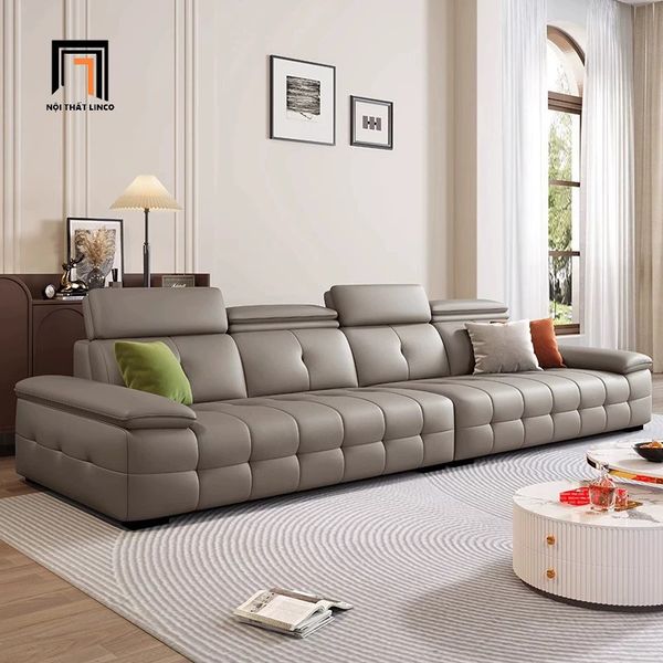 bộ ghế sofa góc L da công nghiệp xám trắng, sofa góc L gia đình sang trọng 3m x 1m6