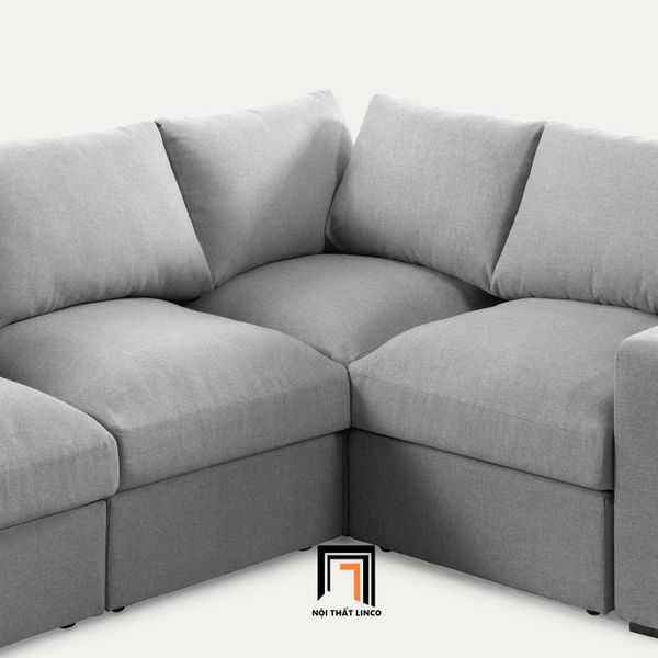 bộ ghế sofa góc chữ L 2m2 x 1m6, sofa góc giá rẻ màu xám ghi, sofa góc gia đình phong cách châu Âu