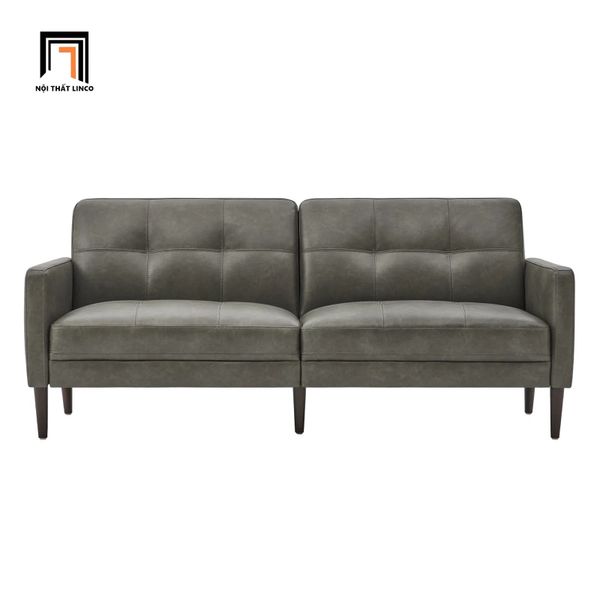ghế sofa giường nằm bọc da xám, sofa giường dài 1m9 cho văn phòng làm việc