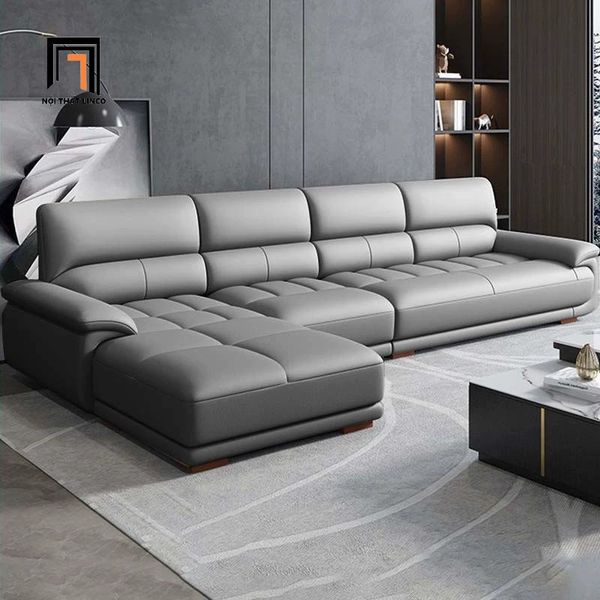 bộ ghế sofa góc chữ L da giả xám trắng, sofa góc L 3m x 1m6 phòng khách cao cấp