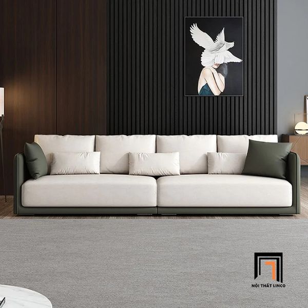 sofa băng dài 2m4, ghế sofa khung da simili nệm vải, sofa băng sang trọng cho căn hộ chung cư