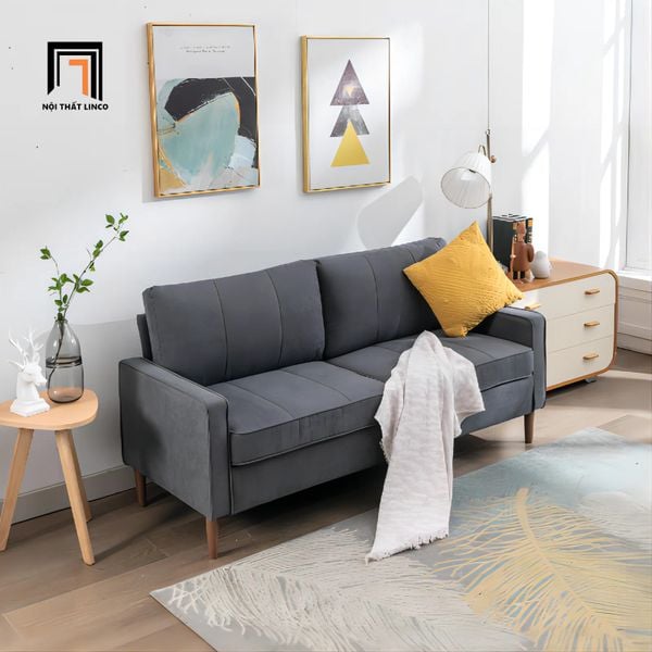 ghế sofa băng màu xám đậm 1m75, sofa văng dài cho nhà nhỏ, ghế sofa băng phòng khách gia đình giá rẻ