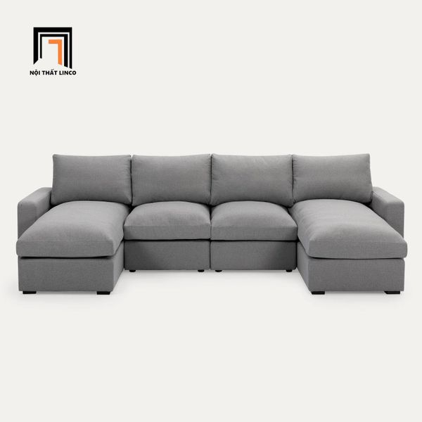 ghế sofa góc chữ U đẹp, sofa góc dài 2m8 cho phòng khách diện tích lớn, sofa góc màu xám