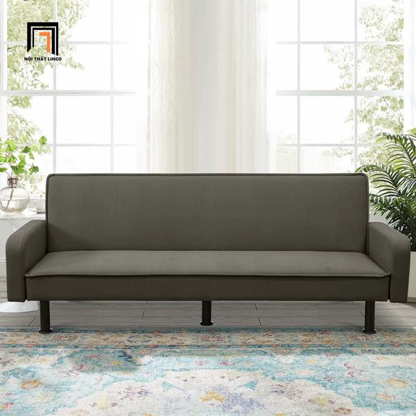 ghế sofa bed bật giường nằm thông minh, sofa giường màu nâu vải nhung dài 2m
