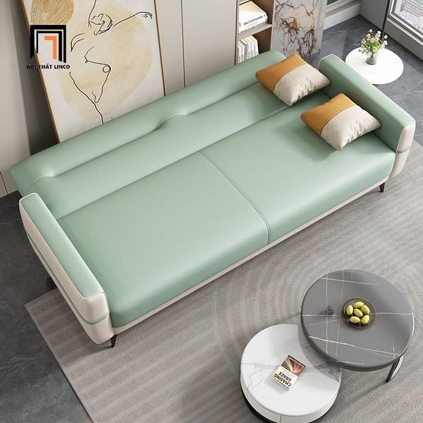 sofa giường nằm phối màu da sang trọng, ghế sofa giường dài 2m kiểu dáng hiện đại