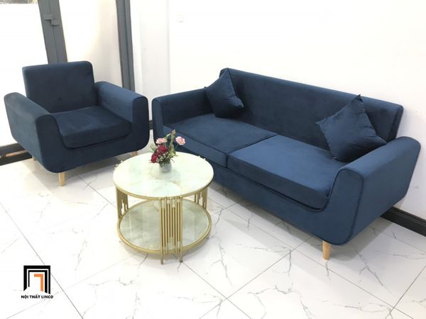 bộ ghế sofa phòng khách, set ghế sofa văn phòng màu xanh đậm, bộ ghế sofa vải nhung giá rẻ