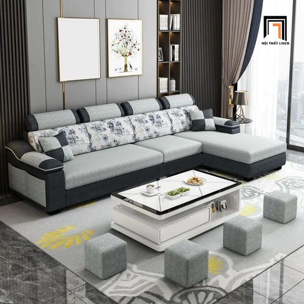 bộ ghế sofa góc chữ l 3m x 1m6, sofa góc gia đình hiện đại, sofa góc kiểu dáng hiện đại
